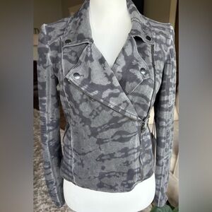 Marrakech XS Gray And Charcoal Abstract Print Motorcycle Style Jacket, NWT
